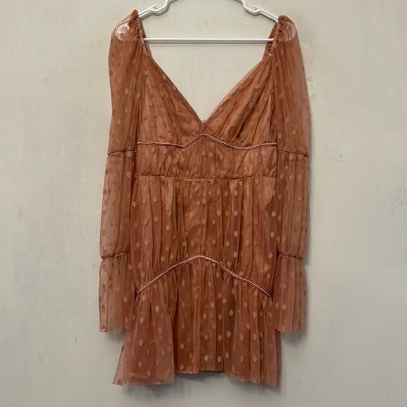 asos Design mauve sheer tiered mini dress Size 8 NWOT - Picture 1 of 11